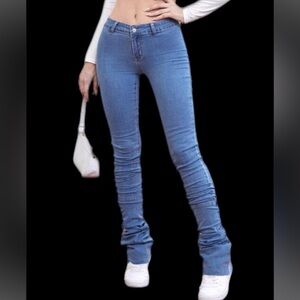 long light blue skinny jeans